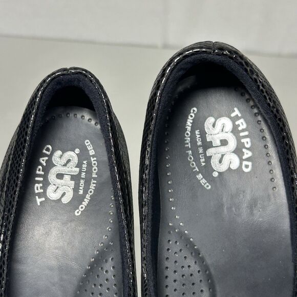 SAS Maria Mary Jane Shoes Womens 7 M Black Snake Patent Leather Comfort - Picture 7 of 8